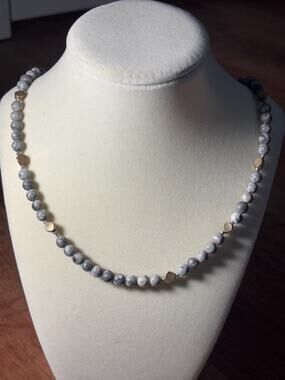 Gray Marbled Beaded Necklace